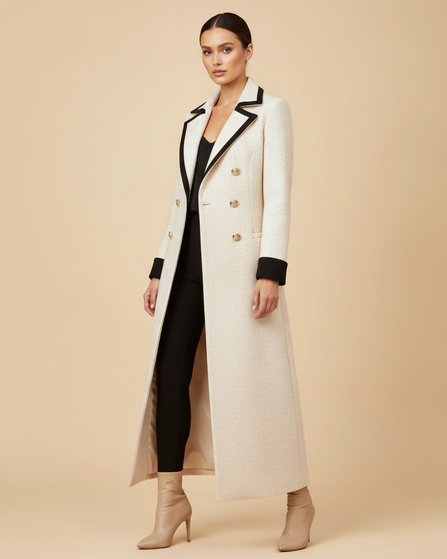 lapel collar long sleeve double dress 03200