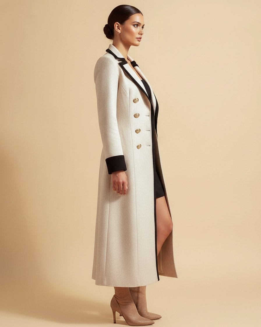 lapel collar long sleeve double dress 03200