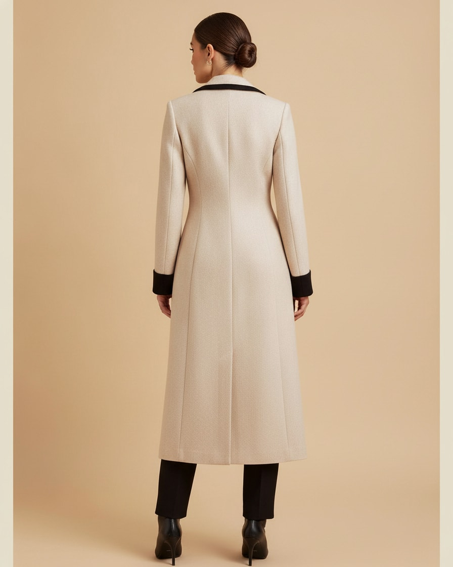lapel collar long sleeve double dress 03200
