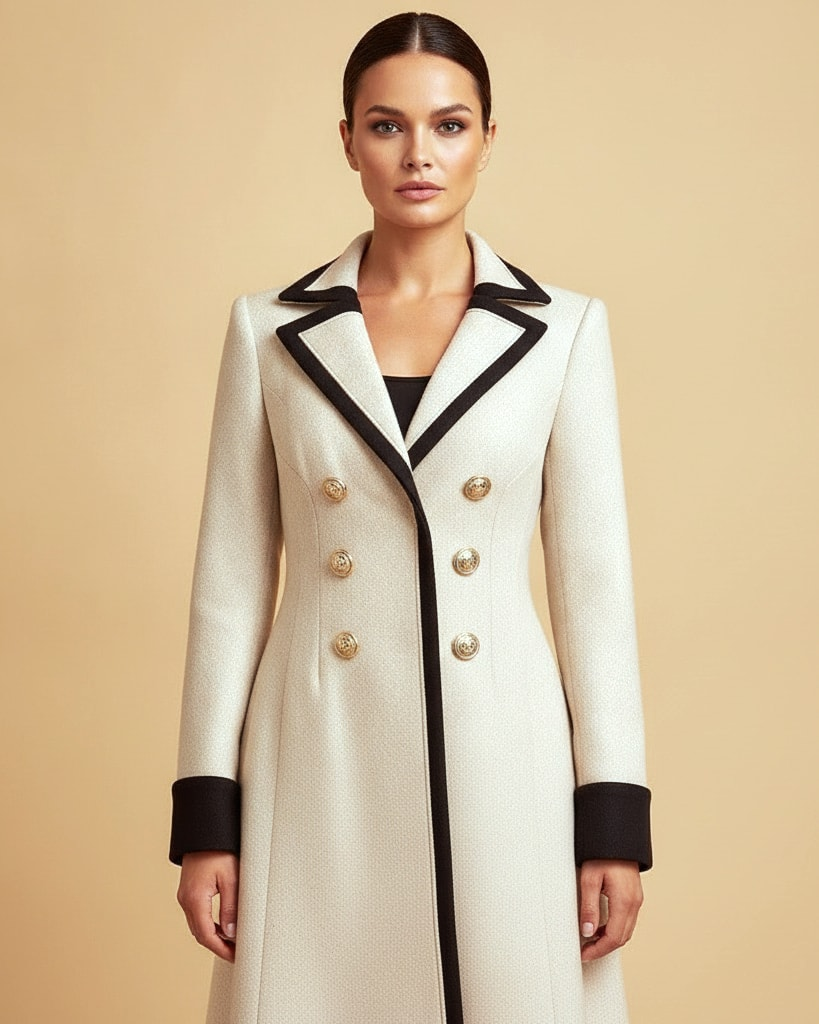 lapel collar long sleeve double dress 03200