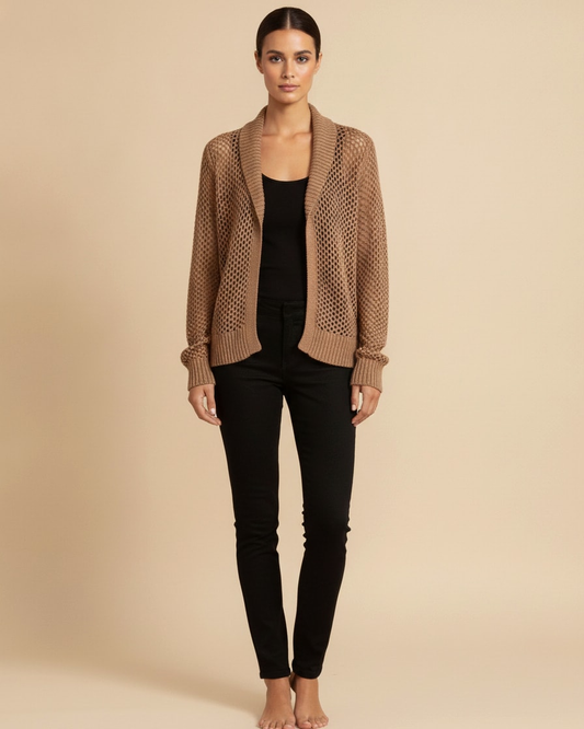 lapel hollow out knit sweater 38500