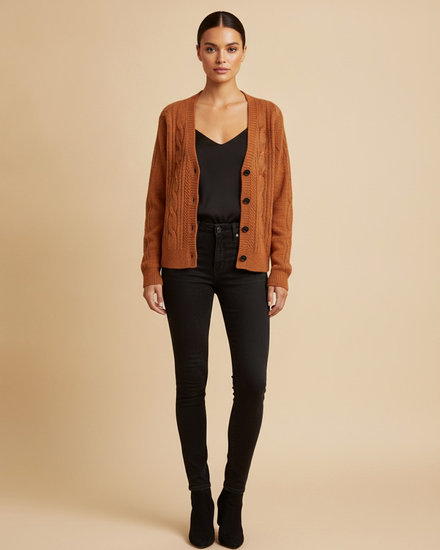 light brown vertical stripe cable knitwear 22500