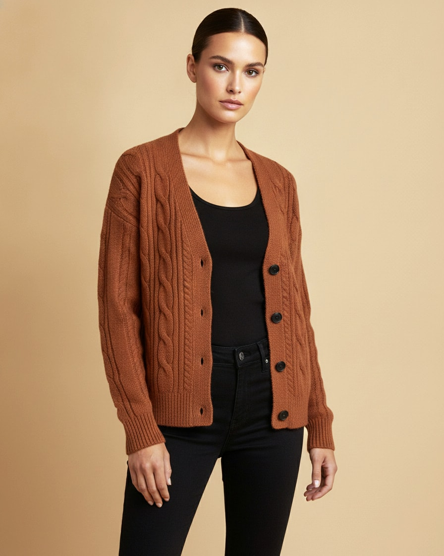light brown vertical stripe cable knitwear 22500
