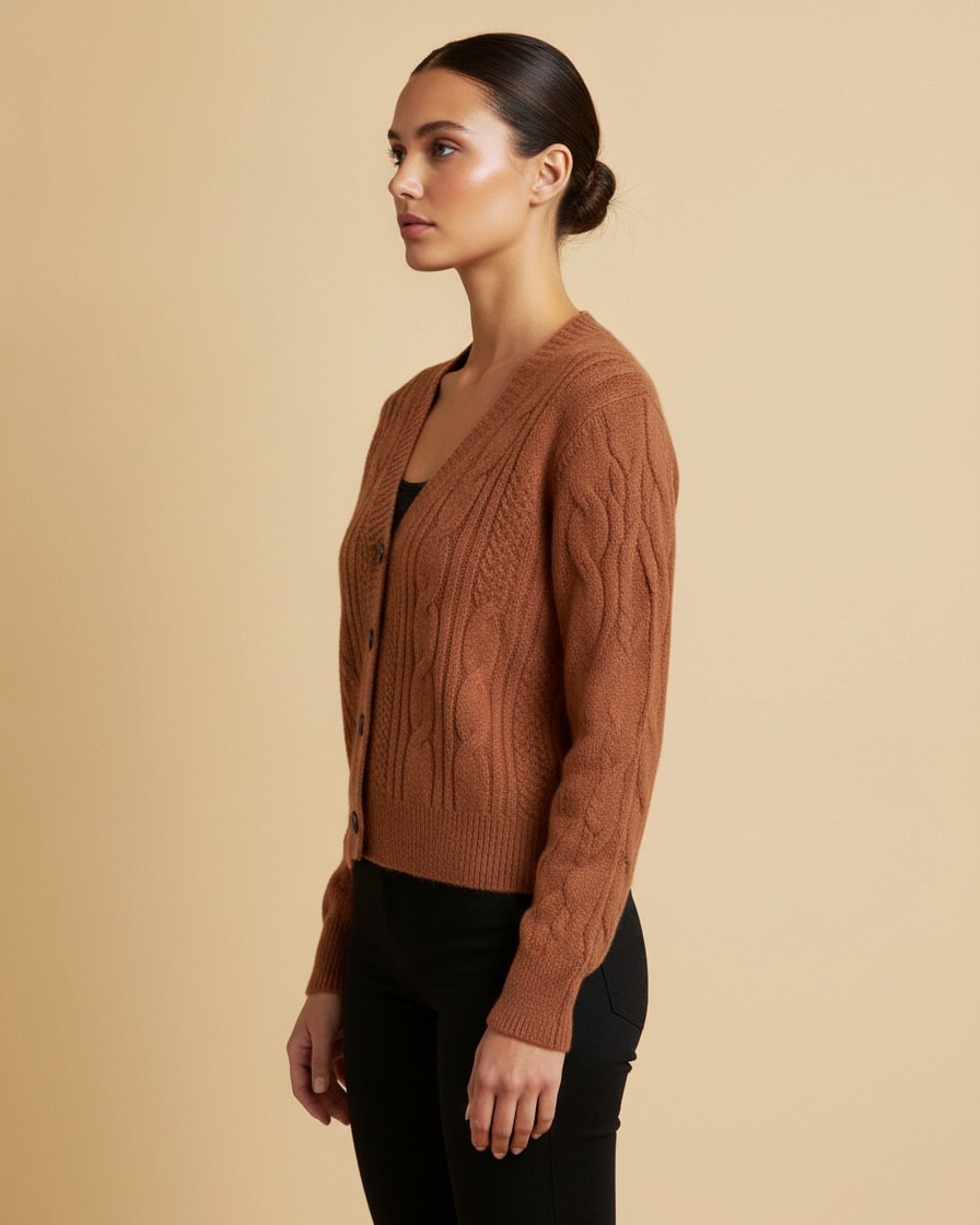 light brown vertical stripe cable knitwear 22500