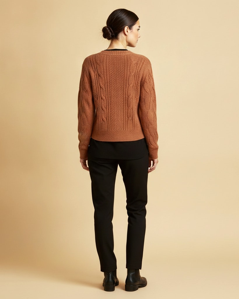 light brown vertical stripe cable knitwear 22500