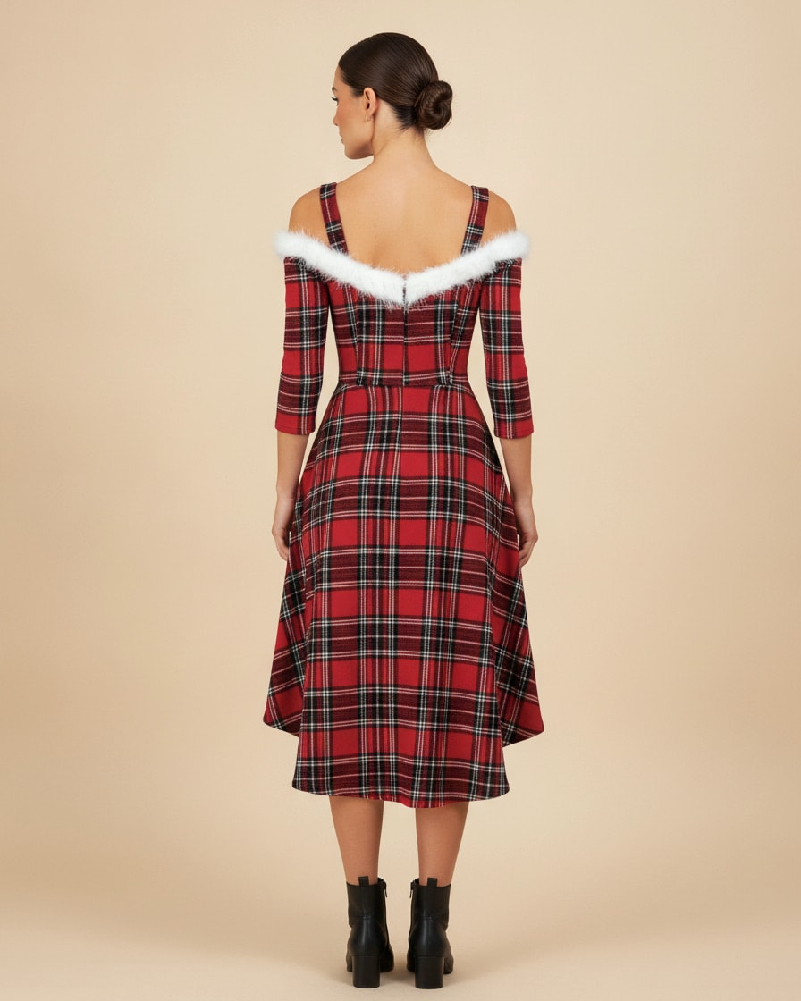 long sleeve fluffy low deep dress 19300