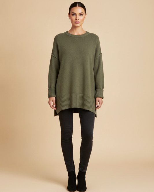 long sleeve side slit wool knitwear 90304