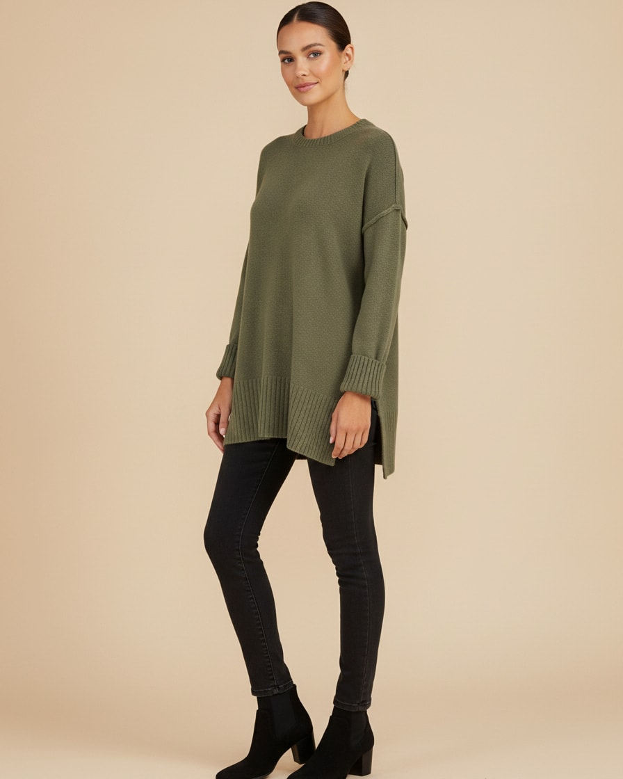 long sleeve side slit wool knitwear 90304