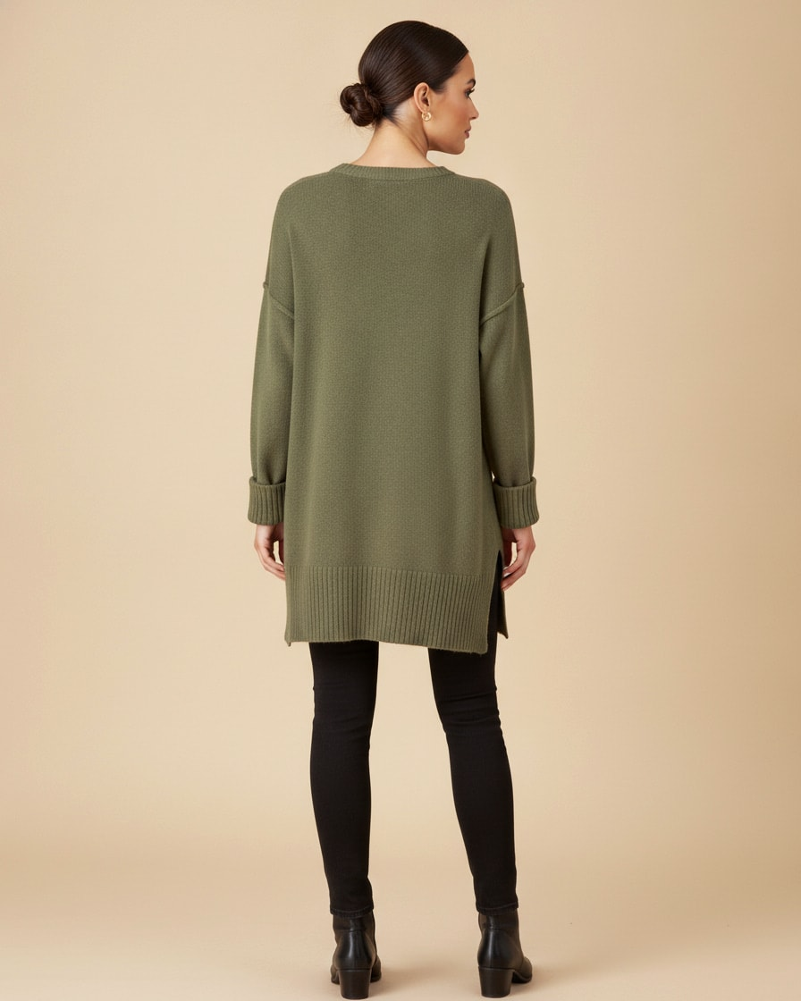 long sleeve side slit wool knitwear 90304