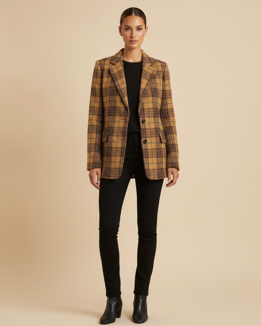 mid length plaid wool coat 21500