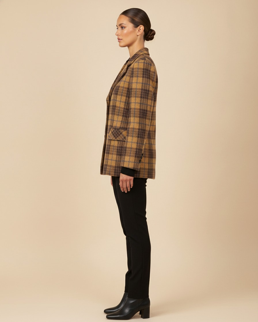 mid length plaid wool coat 21500