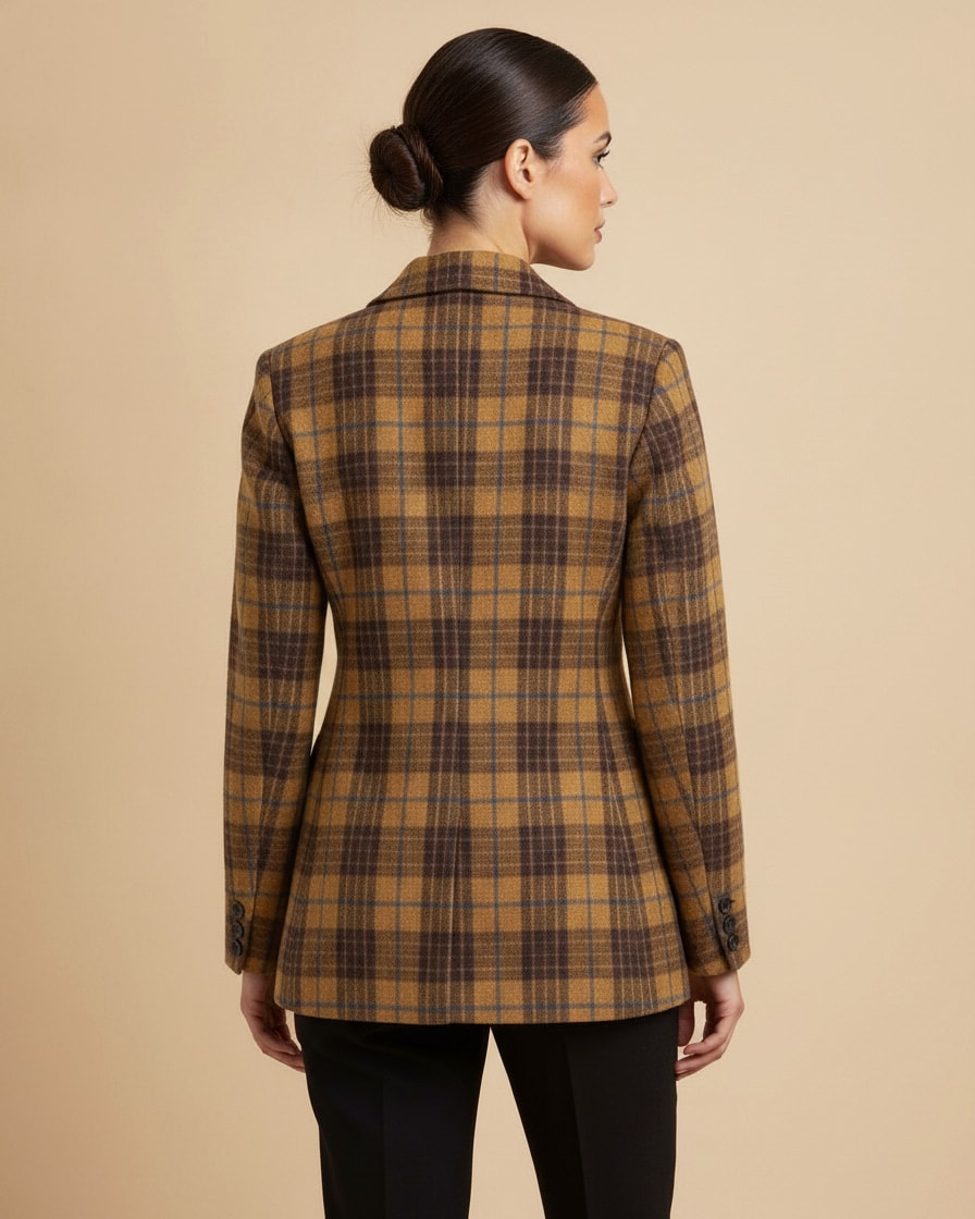 mid length plaid wool coat 21500