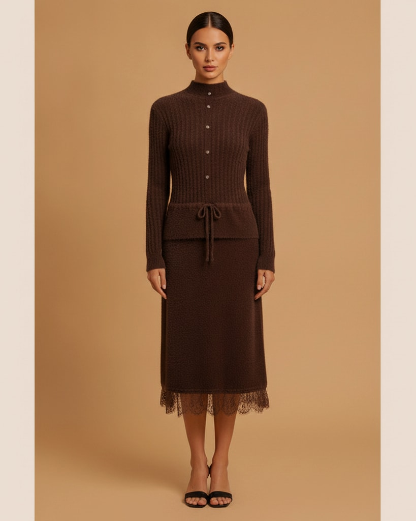 mink fleece long over knee dress 60288