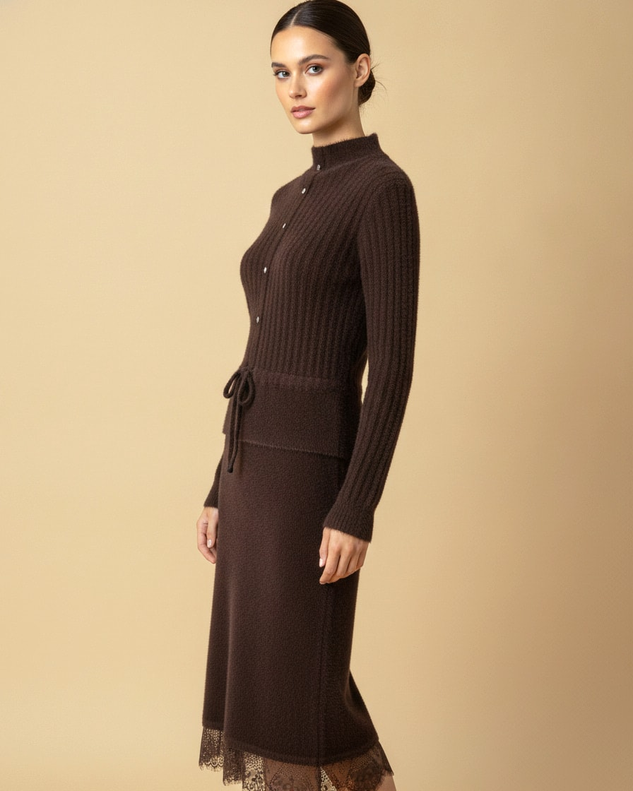 mink fleece long over knee dress 60288