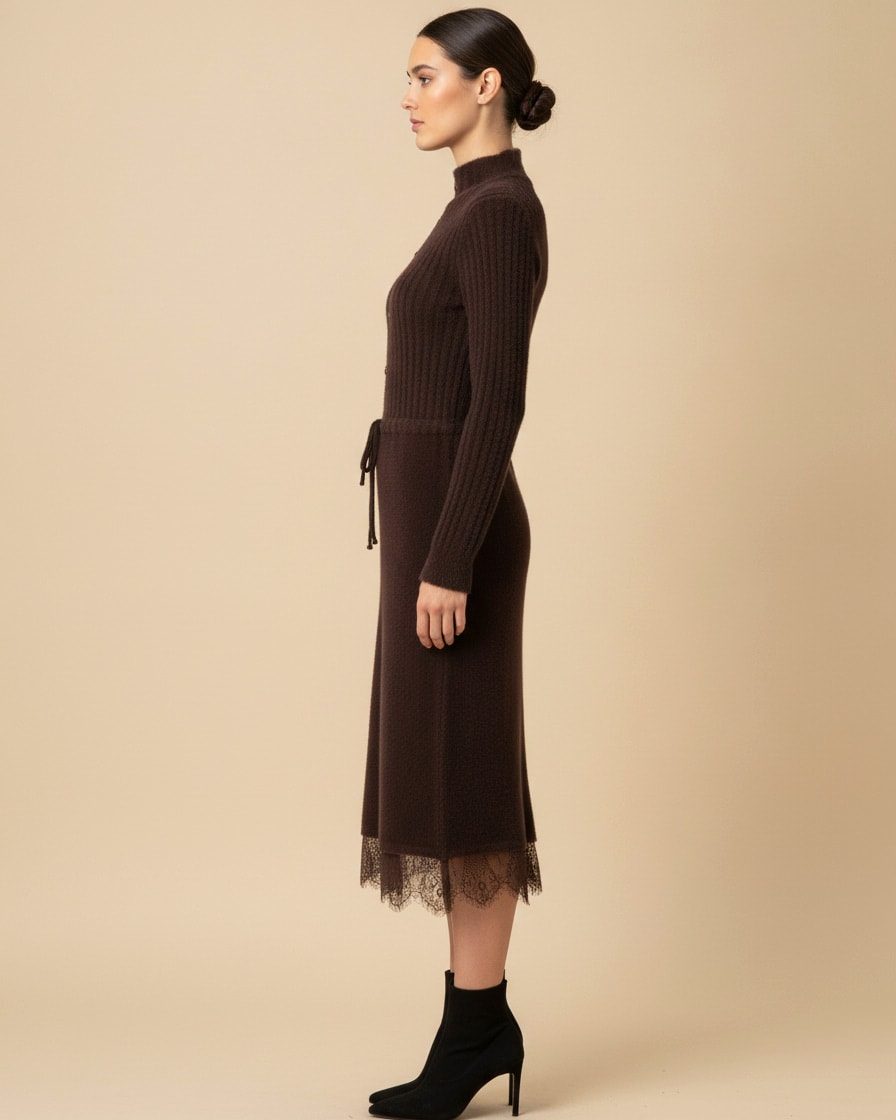mink fleece long over knee dress 60288