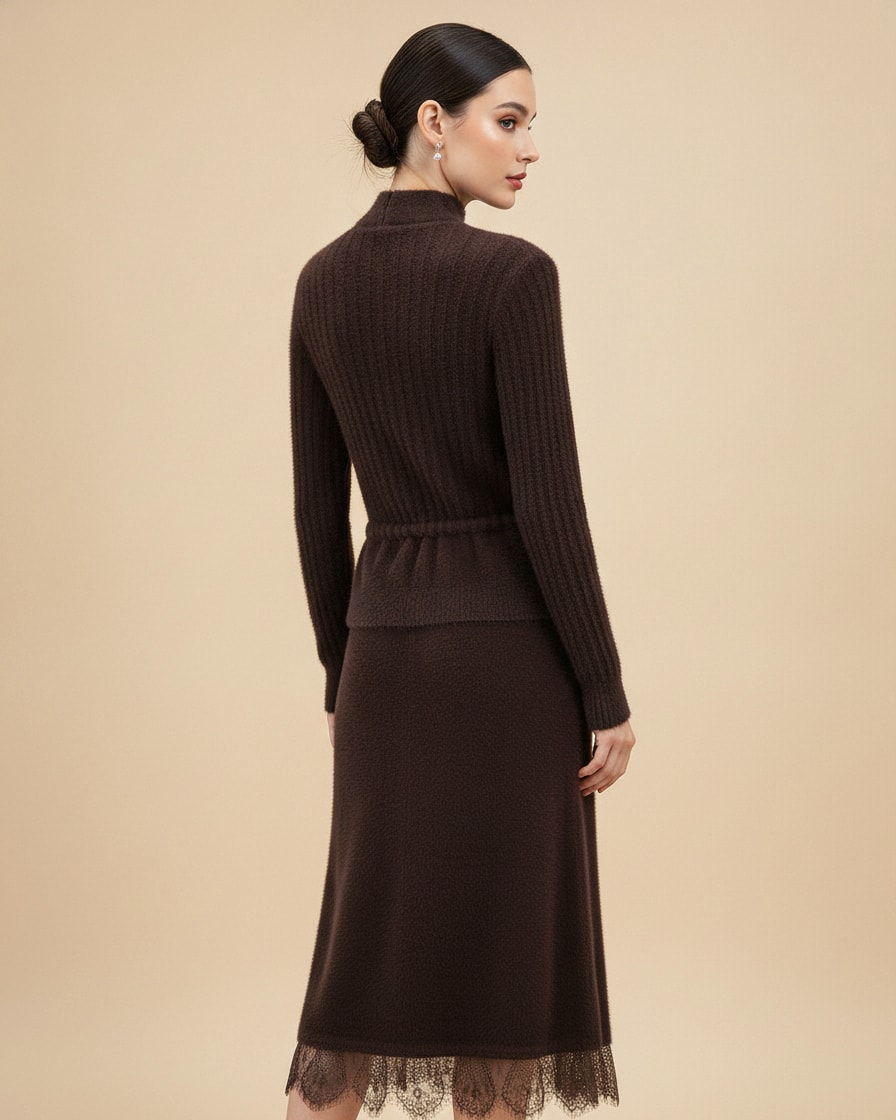 mink fleece long over knee dress 60288