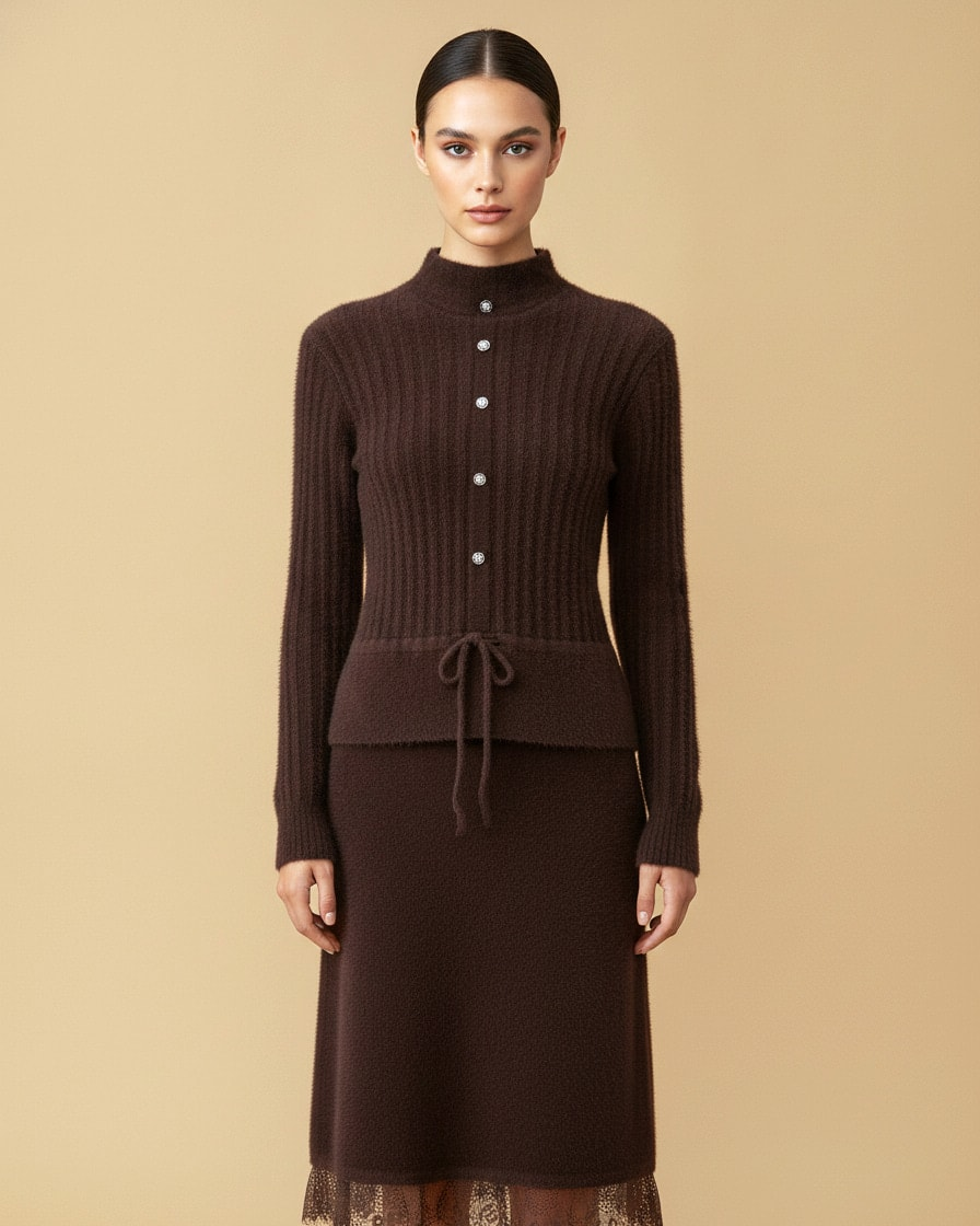 mink fleece long over knee dress 60288