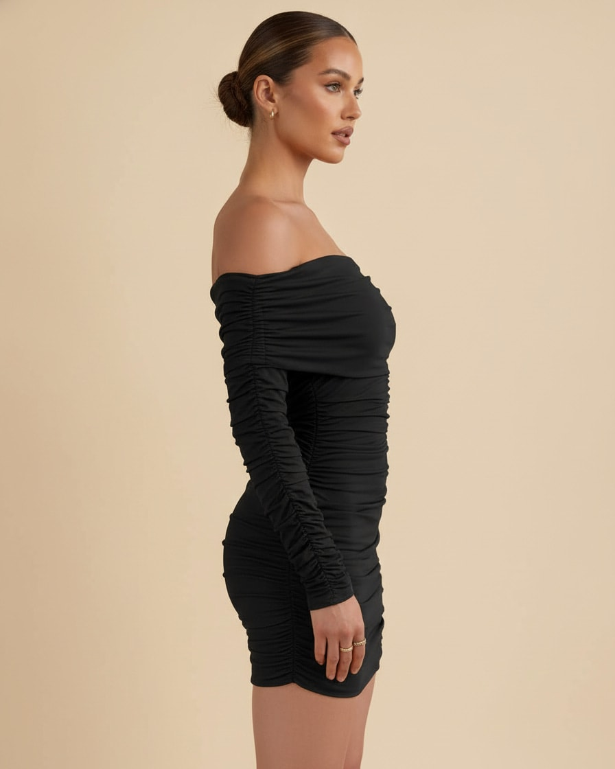 one shoulder neckline dress 05761
