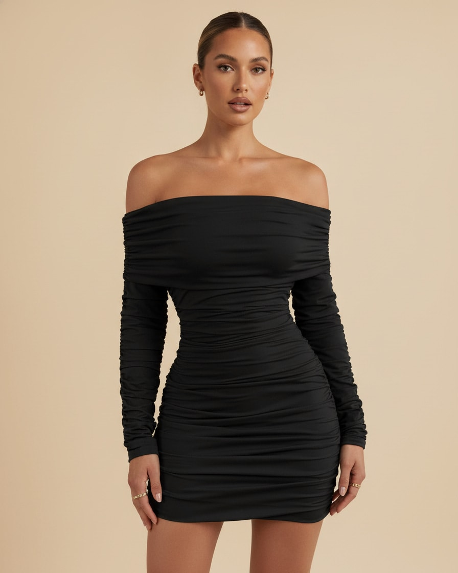 one shoulder neckline dress 05761