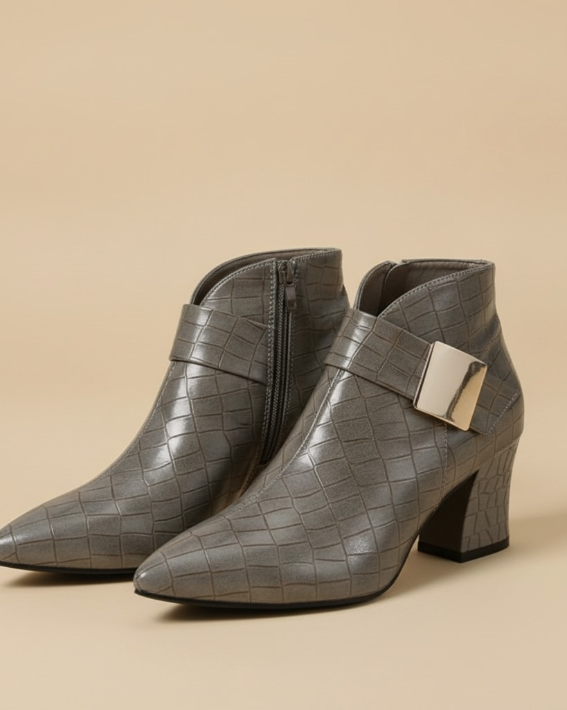 pointed toe chunky heel boots 05442