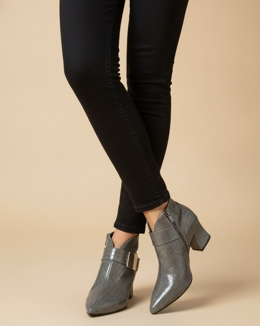 pointed toe chunky heel boots 05442
