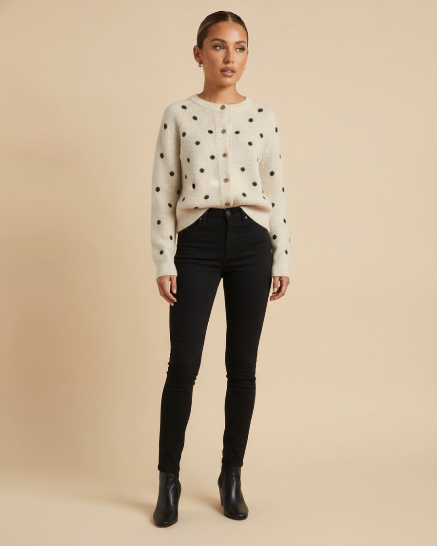 polka dot knit cardigan round 33300