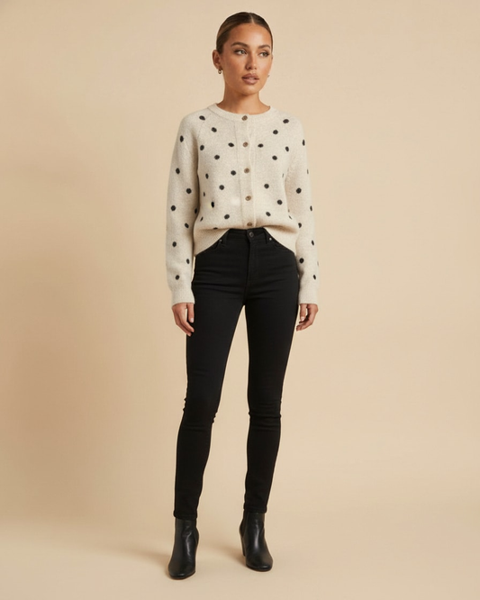 polka dot knit cardigan round 33300