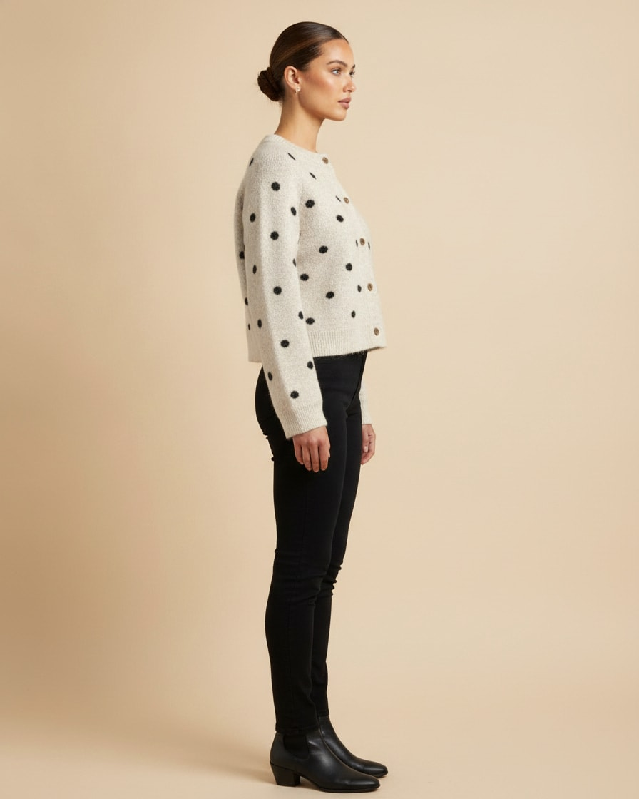 polka dot knit cardigan round 33300