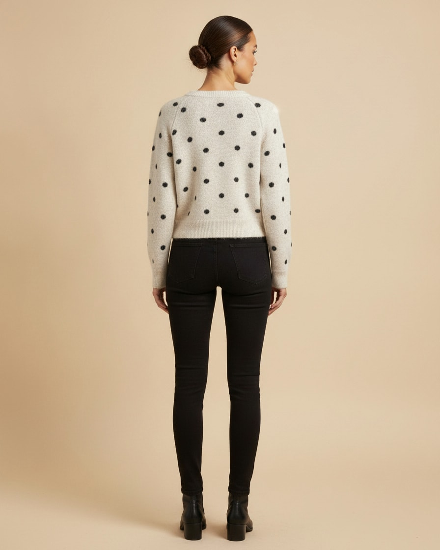 polka dot knit cardigan round 33300
