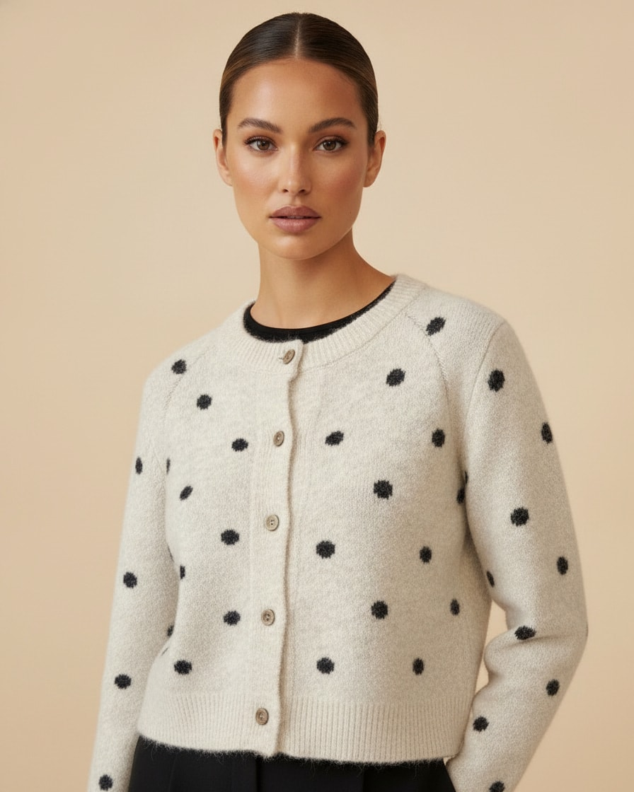 polka dot knit cardigan round 33300