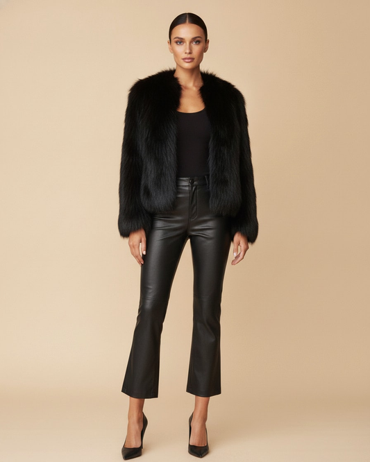 pu leather waisted slim fit trousers 25600