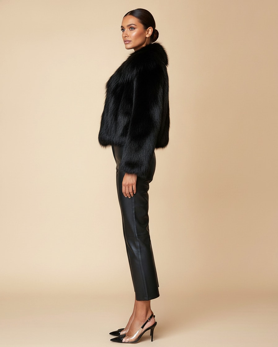 pu leather waisted slim fit trousers 25600