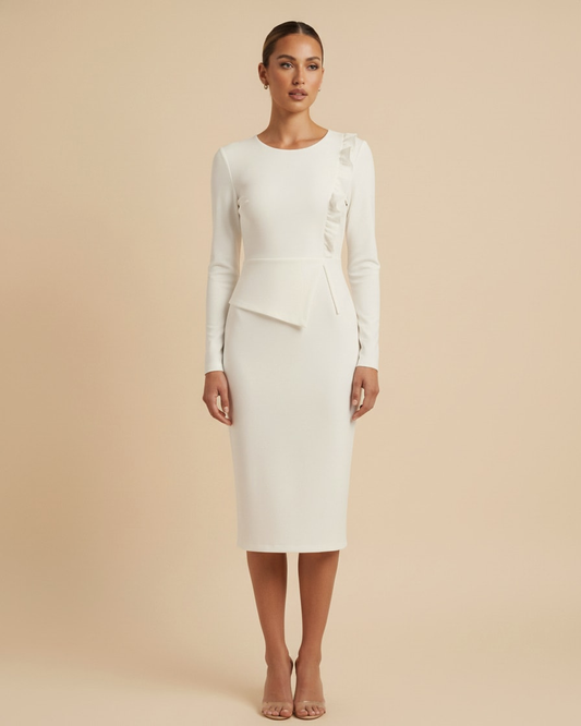 round neck wrap dress ruffled 00400
