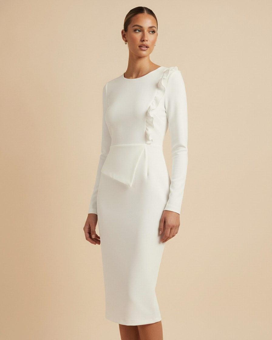 round neck wrap dress ruffled 00400