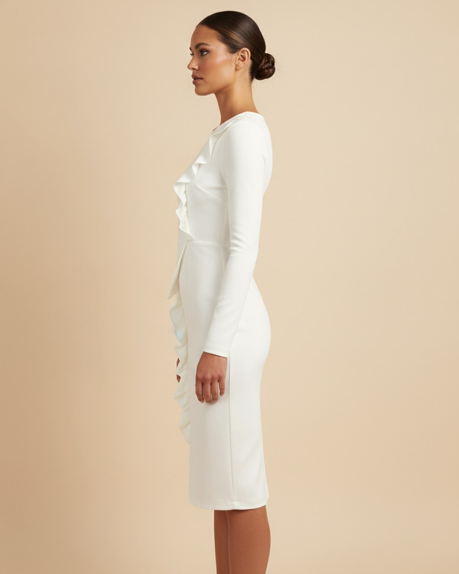 round neck wrap dress ruffled 00400