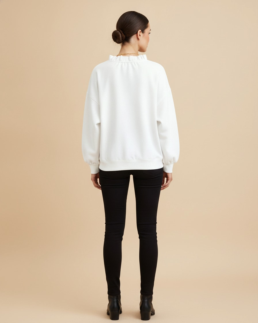 ruffle trim v neck top 26200