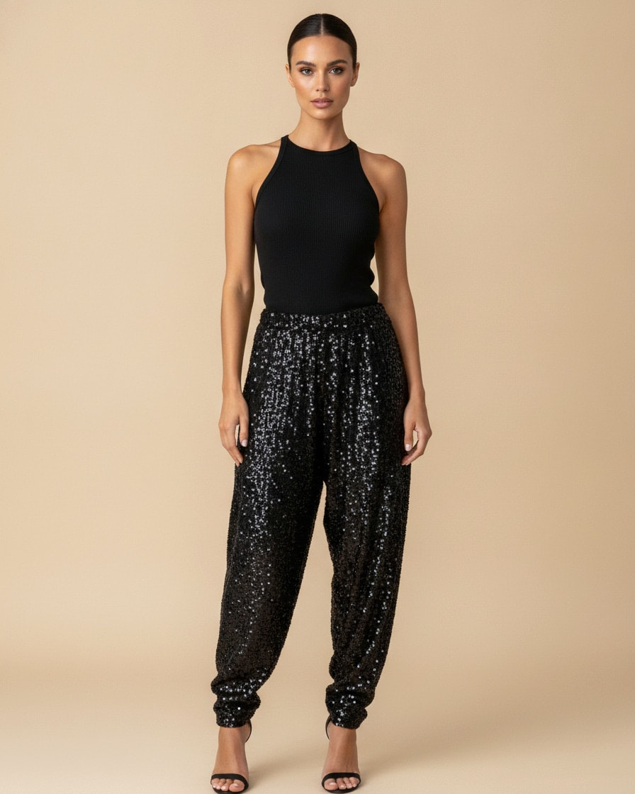 sequin trousers elastic waist bloomers 56800