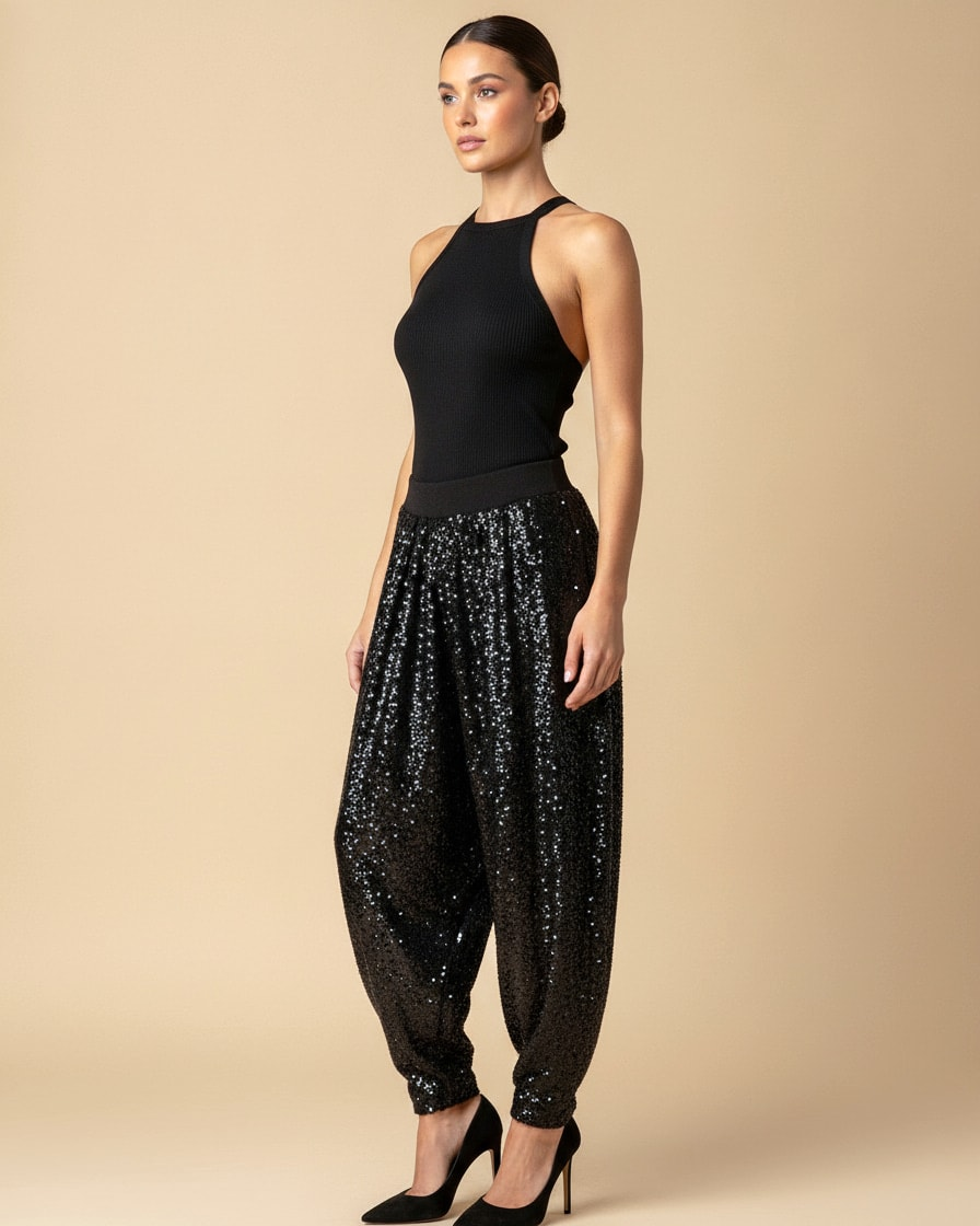 sequin trousers elastic waist bloomers 56800