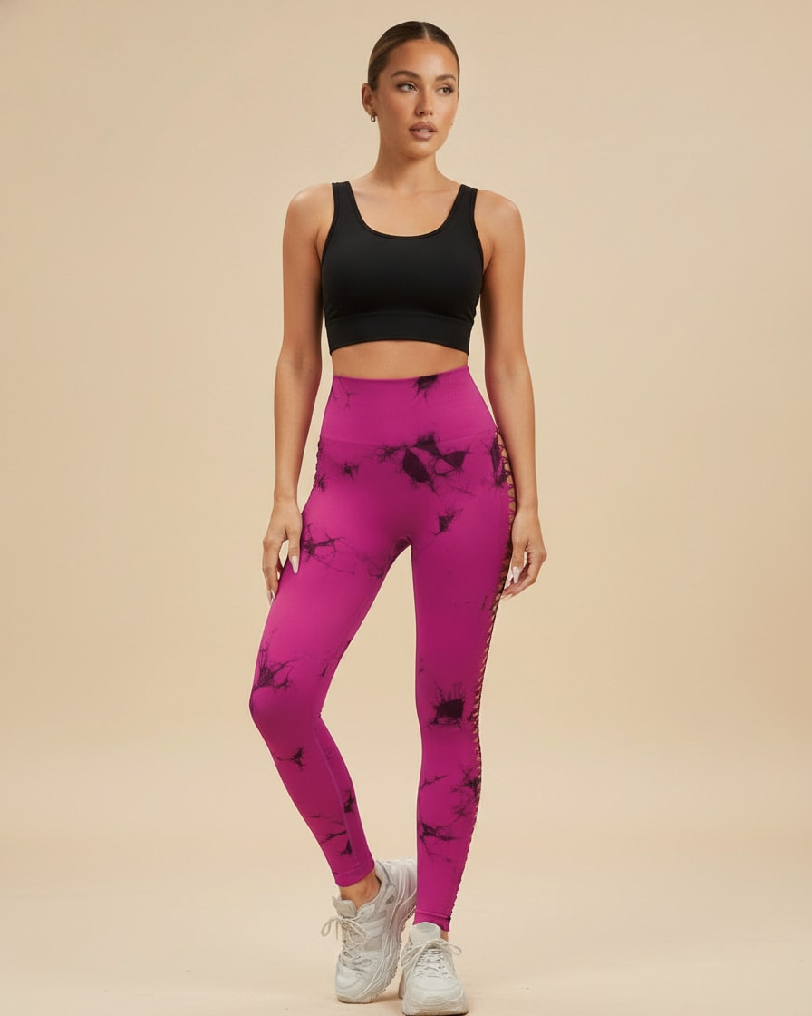 side hollow tie dye yoga trousers 81889