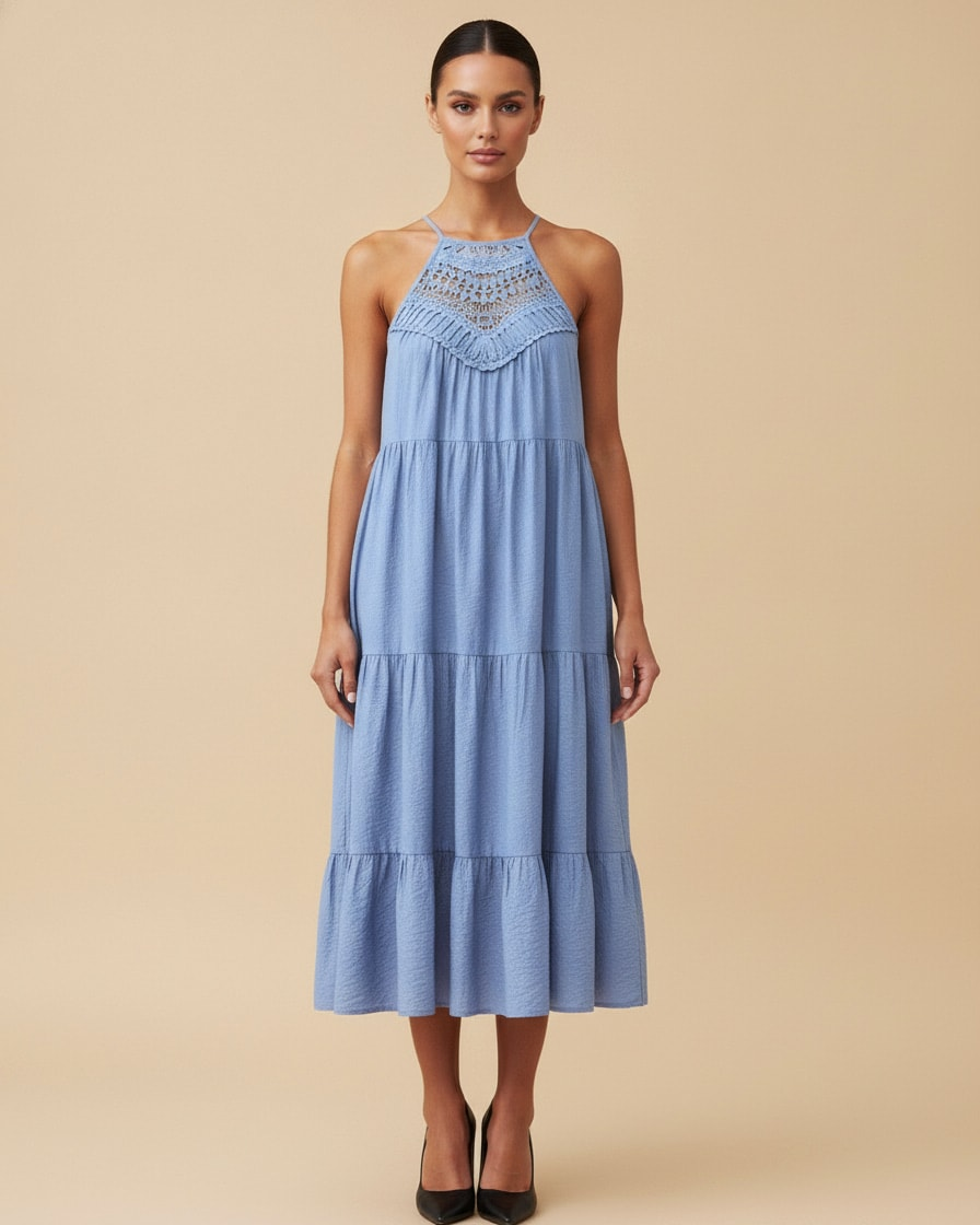 sling collar stitching large hem dress 62304
