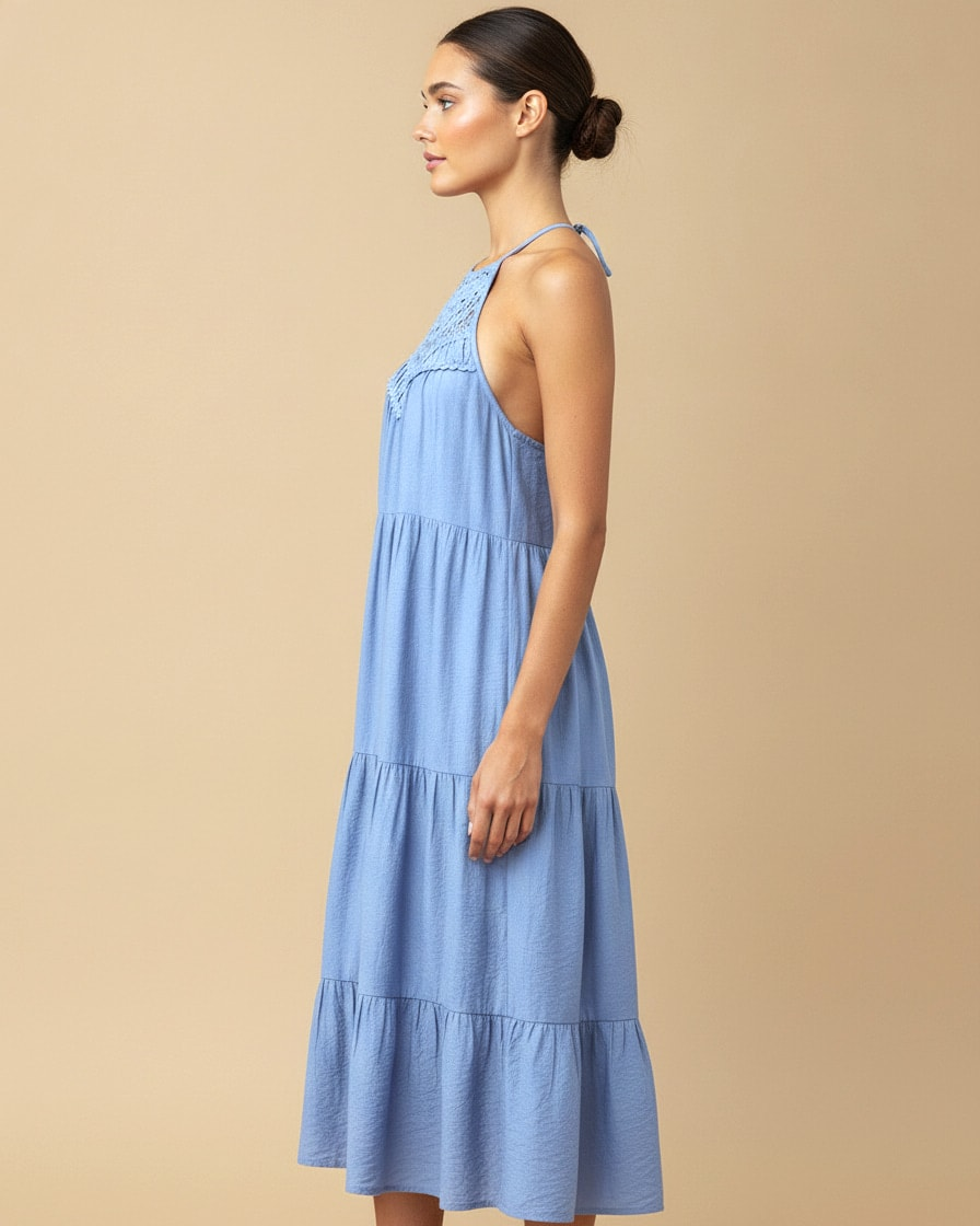 sling collar stitching large hem dress 62304