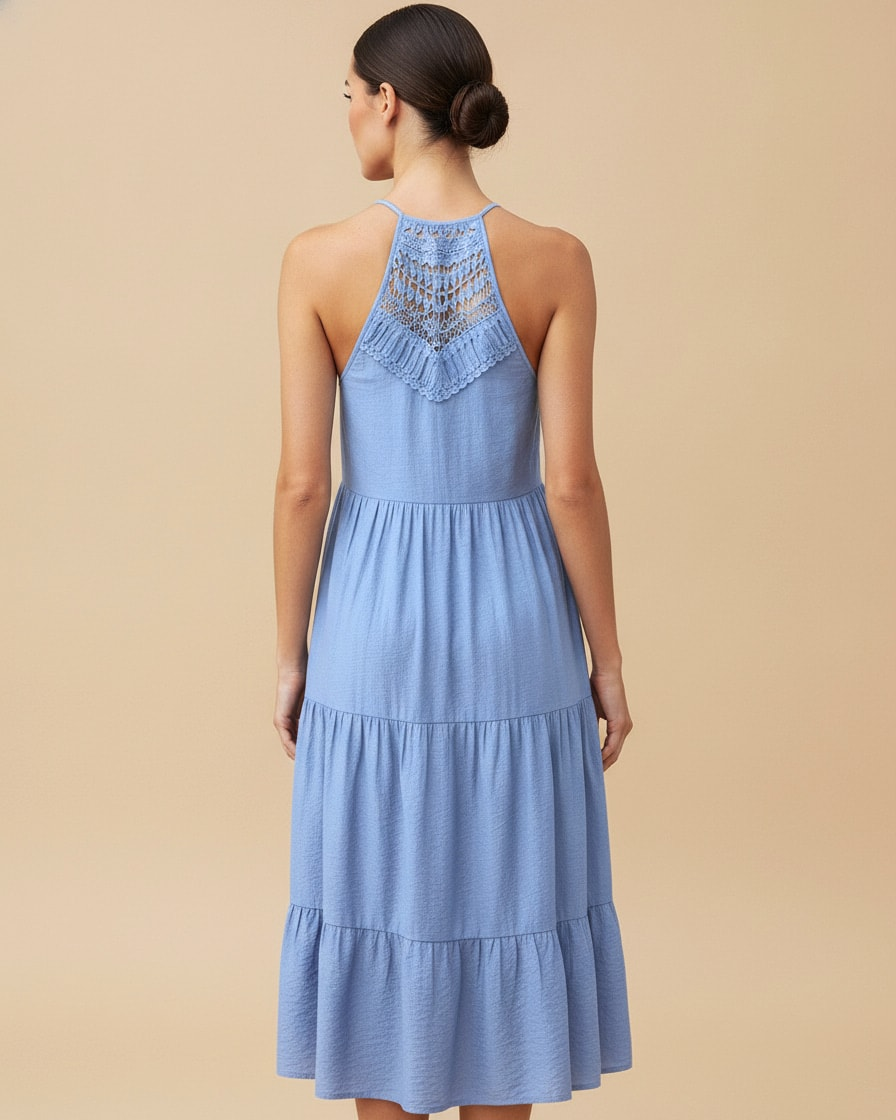 sling collar stitching large hem dress 62304