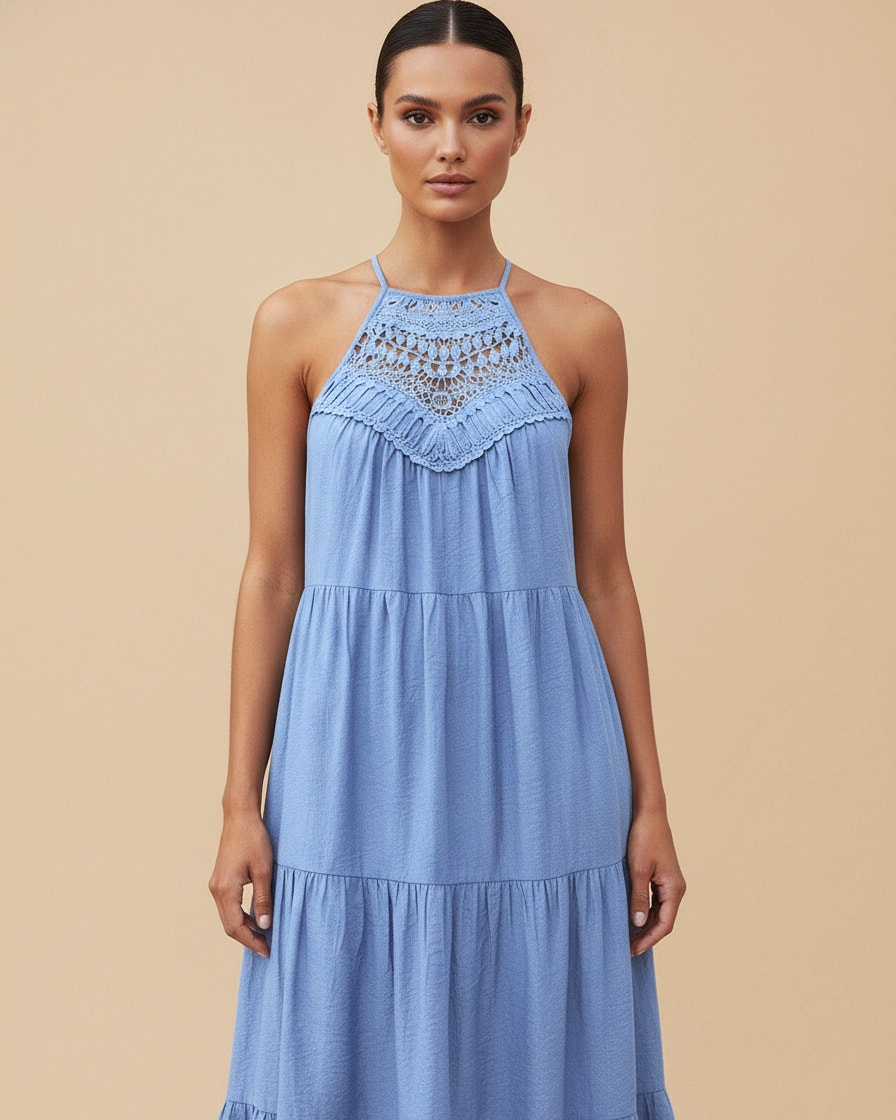 sling collar stitching large hem dress 62304