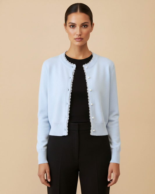 springautumn chanel lace trimmed sweater 06000