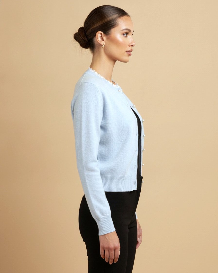 springautumn chanel lace trimmed sweater 06000