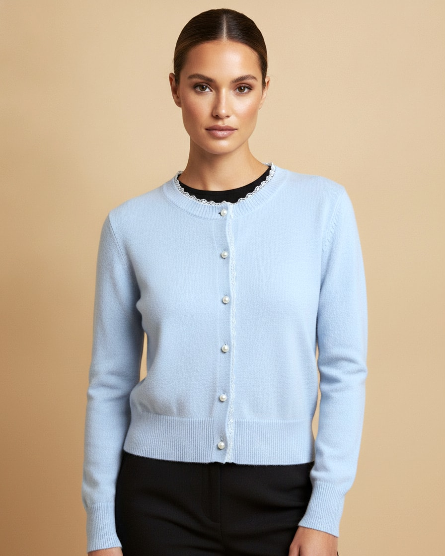 springautumn chanel lace trimmed sweater 06000