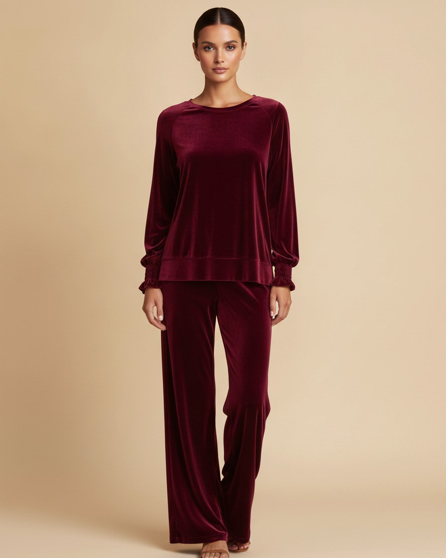 velvet long sleeve top wide 26100