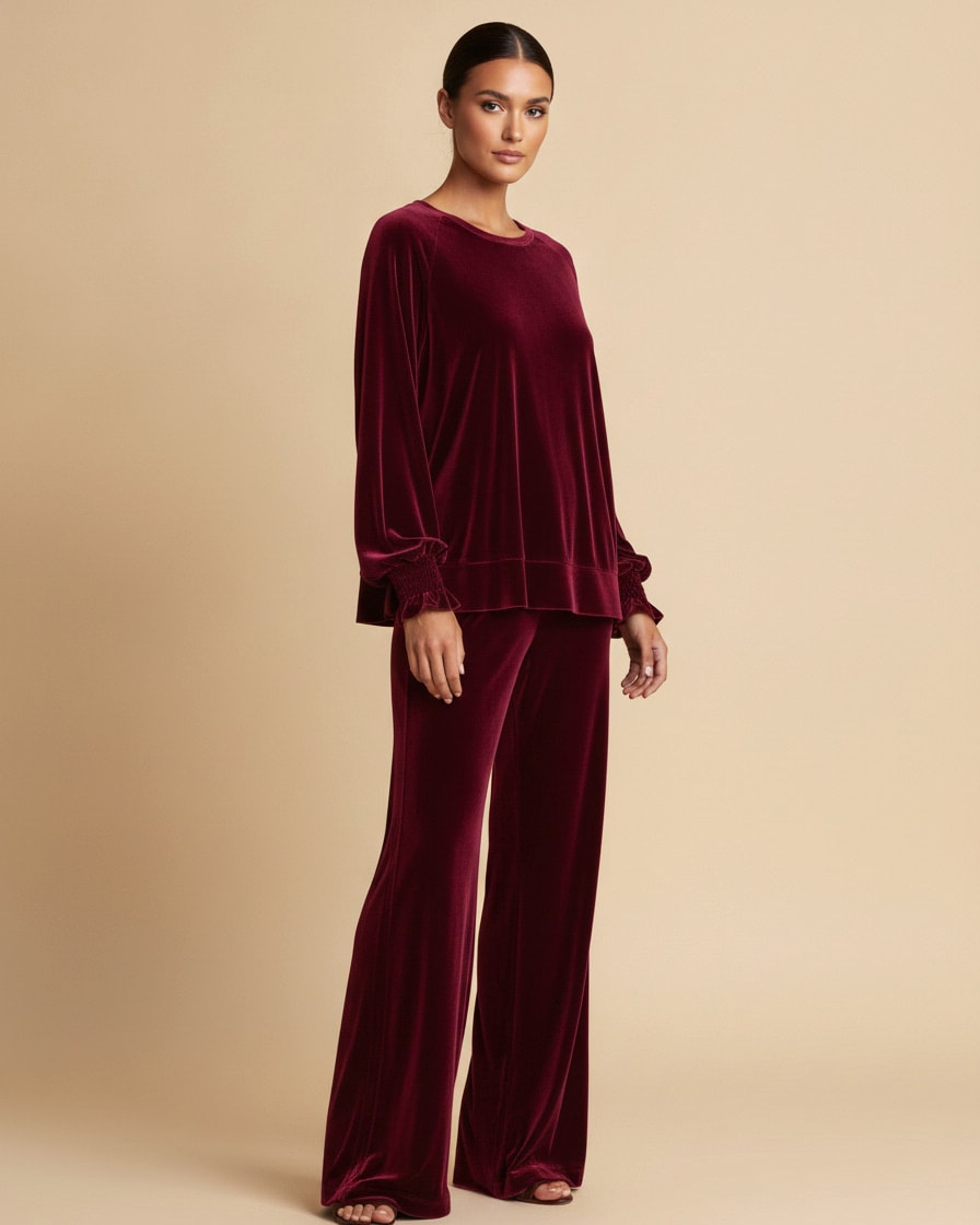 velvet long sleeve top wide 26100