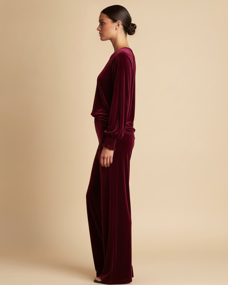 velvet long sleeve top wide 26100