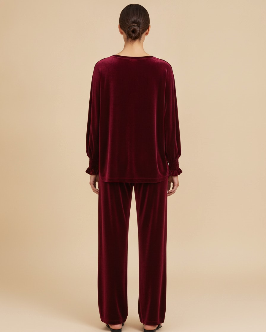 velvet long sleeve top wide 26100